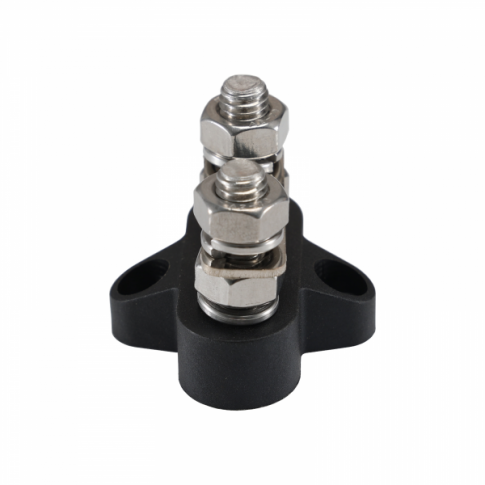 150A 48V black 2 way copper busbar with M8 terminals