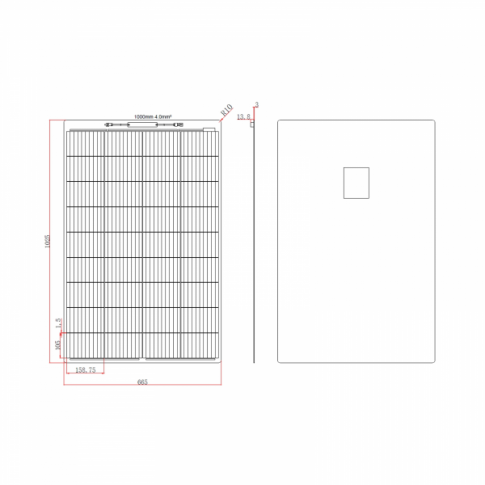 120W black semi-flexible fibreglass solar panel with durable ETFE coating