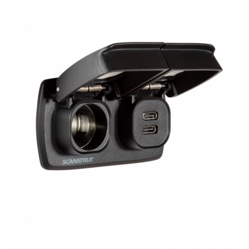 Scanstrut SC-MULTI-F1 Flip Pro Multi Dual USB-C and 12V Power Socket __Ò 12V/24V Marine & RV Waterproof Fast Charger