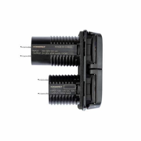Scanstrut SC-MULTI-F1 Flip Pro Multi Dual USB-C and 12V Power Socket __Ò 12V/24V Marine & RV Waterproof Fast Charger