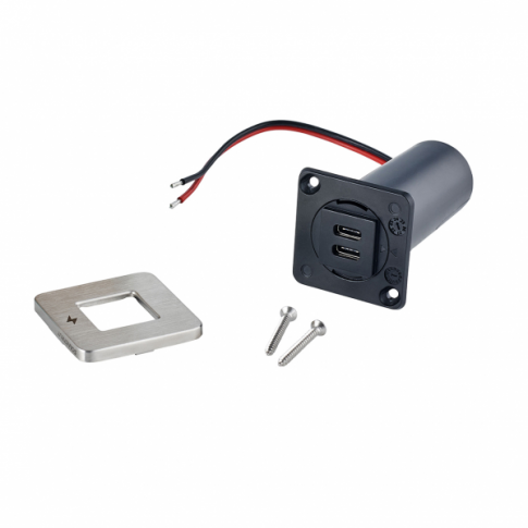 Scanstrut SC-TILE-21 Dual USB-C Interiors Charging Socket 12V/24V - Stainless Steel Bezel
