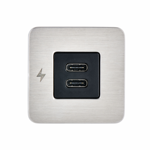 Scanstrut SC-TILE-21 Dual USB-C Interiors Charging Socket 12V/24V - Stainless Steel Bezel