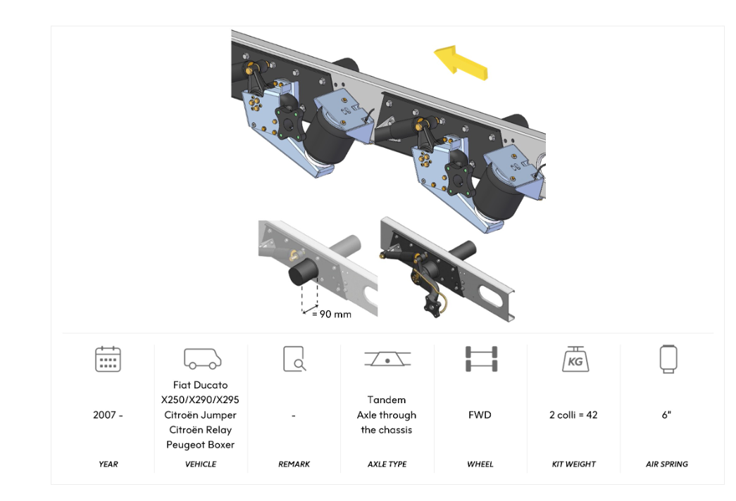 AL-KO 07 TANDEM Air Suspension Heavy Duty, Axle Through The Chassis 2007 onwards