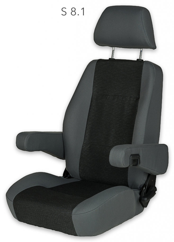 Sportscraft Captain Seat S8.1 Standard fabric & VW Tasamo with adjustable armrests w/lumbar support
