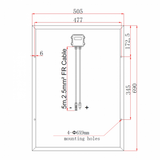 60W 12V solar charging kit with 10A controller and 5m cable