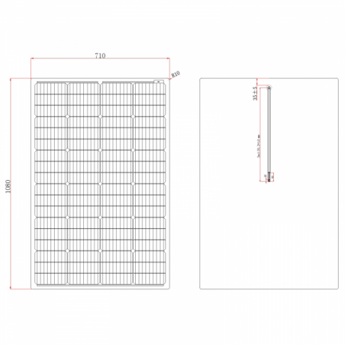 150W semi-flexible fibreglass solar panel with a round rear junction box and 3m cable, with durable ETFE coating