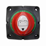 200A 12V/24V/48V surface and panel mount battery isolator switch with M8 terminals for 2 batteries