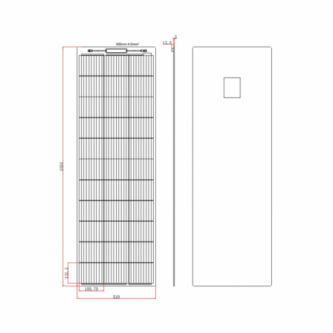 150W black narrow semi-flexible fibreglass solar panel with durable ETFE coating