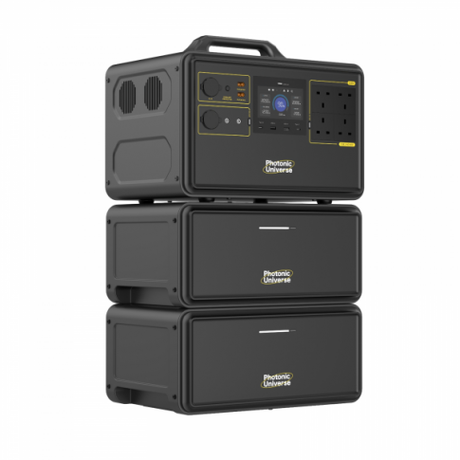 2400W 6720Wh portable power station set with two expansion batteries