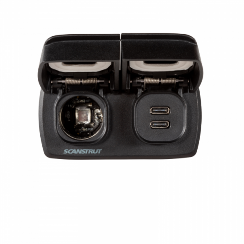 Scanstrut SC-MULTI-F1 Flip Pro Multi Dual USB-C and 12V Power Socket __Ò 12V/24V Marine & RV Waterproof Fast Charger