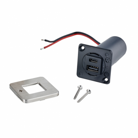 Scanstrut SC-TILE-11 USB-A and USB-C Interiors Charging Socket 12V/24V - Stainless Steel Bezel