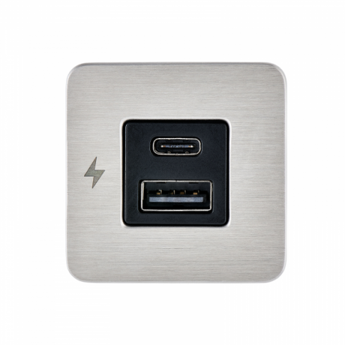 Scanstrut SC-TILE-11 USB-A and USB-C Interiors Charging Socket 12V/24V - Stainless Steel Bezel