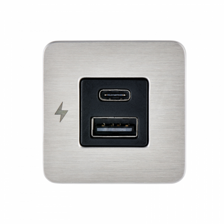 Scanstrut SC-TILE-11 USB-A and USB-C Interiors Charging Socket 12V/24V - Stainless Steel Bezel