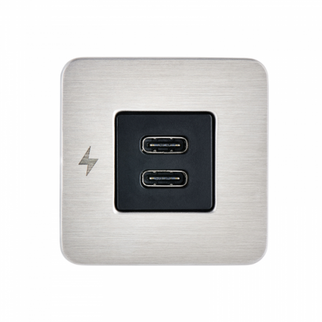 Scanstrut SC-TILE-21 Dual USB-C Interiors Charging Socket 12V/24V - Stainless Steel Bezel