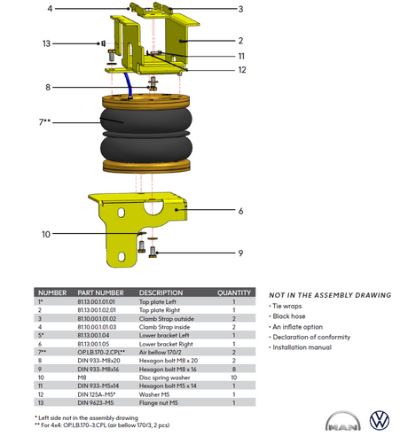 Dunlop Air Suspension Kit - VOLKSWAGEN CRAFTER 50 DRW 4x4 Double Tyres 2017 onwards