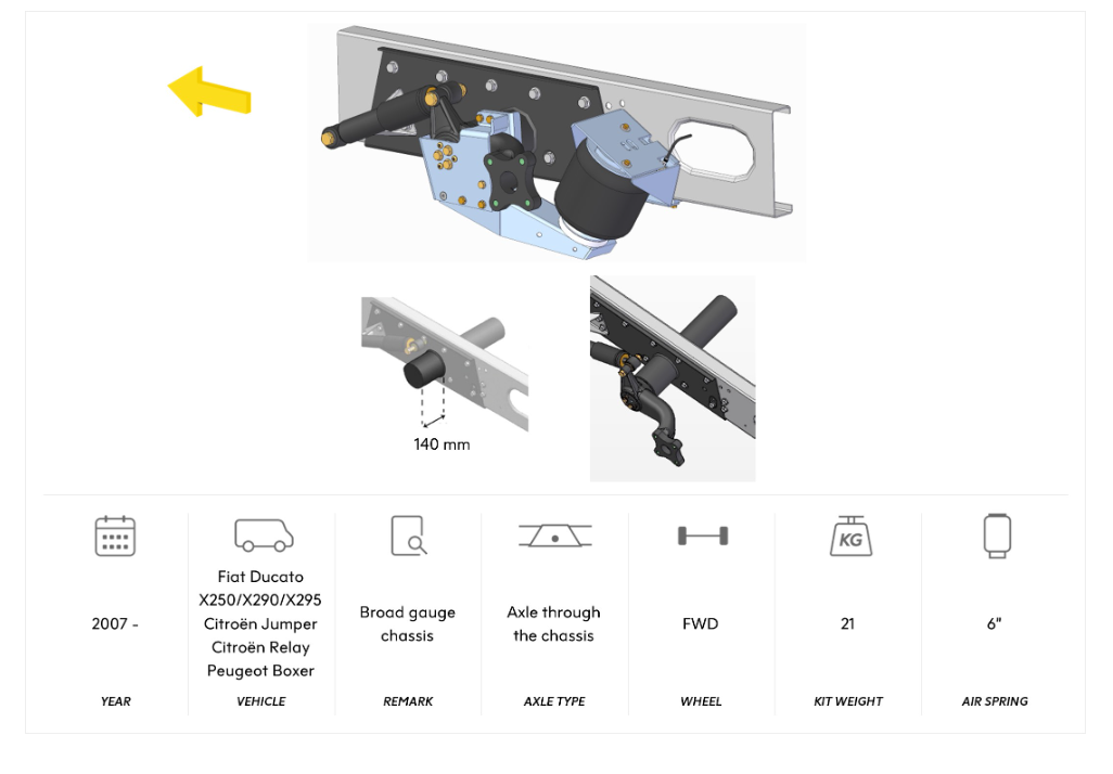 AL-KO 07 Air Suspension Broad Gauge Chassis, Axle Through The Chassis 2007 onwards