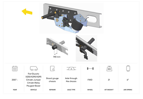 AL-KO 07 Air Suspension Broad Gauge Chassis, Axle Through The Chassis 2007 onwards