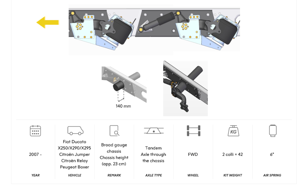 AL-KO 07 TANDEM Air Suspension Broad Gauge Chassis, Axle Through The Chassis 2007 onwards