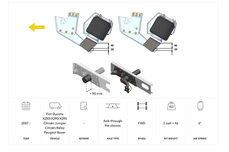 AL-KO 07 TANDEM Air Suspension Heavy Duty 40mm-60mm Extra Height, Axle Through The Chassis 2007 onwards