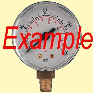 Pressure Gauge Bottom Entry 50mm Dia 1/8"BSPT 100PSI